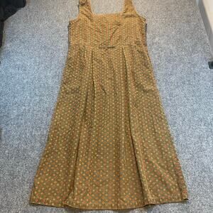 Vintage Smith and Hawken Olive Green Corduroy Patterned Jumper Dress Size Medium